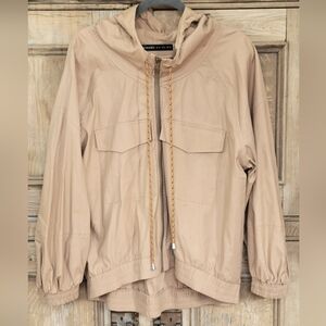 Amaro Women’s Hooded Utility Jacket Beige Size 8 Made in Brazil